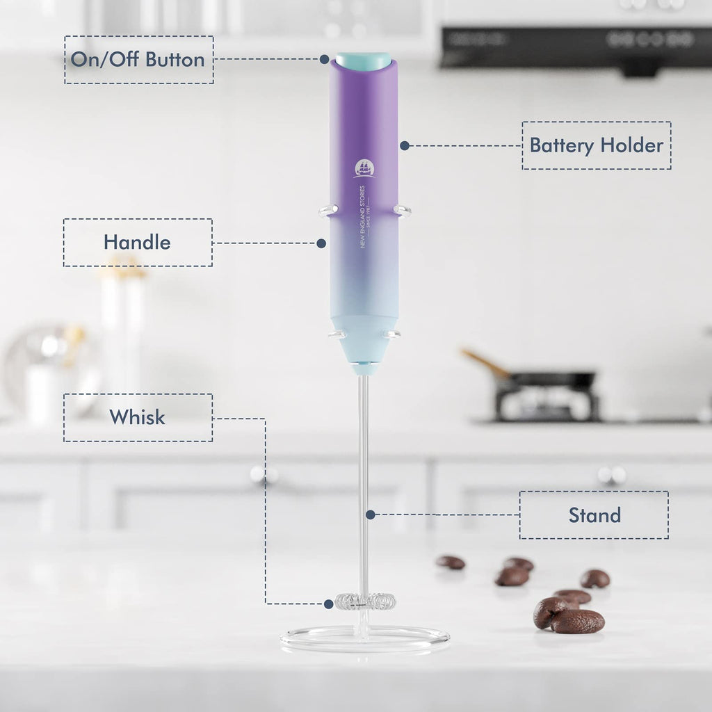Powerful Milk Frother Wand - Mini Handheld Milk Frother with Stainless Steel Whisk - Battery-Powered Drink Mixer for Coffee, Lattes, Cappuccinos, Matcha - Coffee Enthusiasts Gift - Black