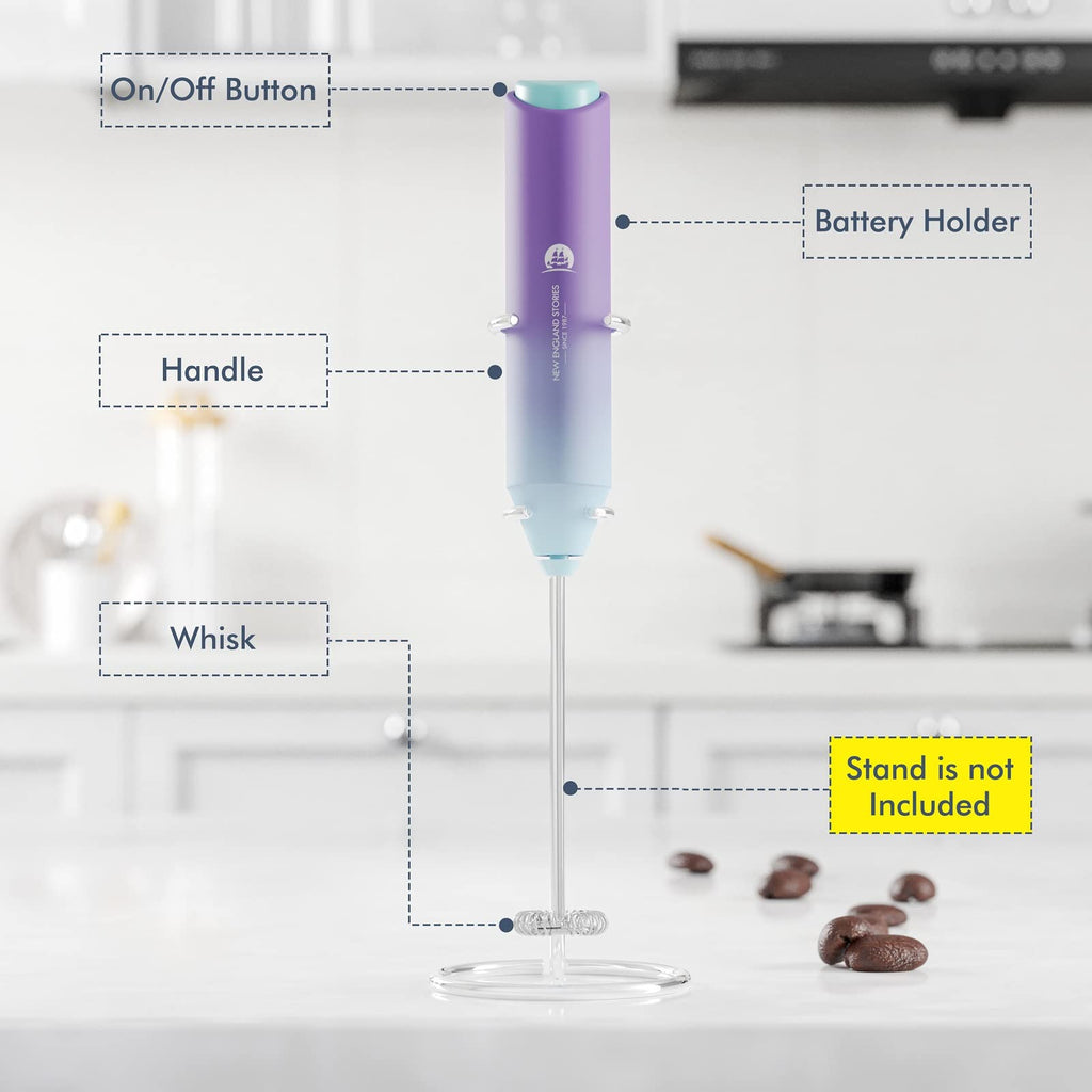 Powerful Milk Frother Wand - Mini Handheld Milk Frother with Stainless Steel Whisk - Battery-Powered Drink Mixer for Coffee, Lattes, Cappuccinos, Matcha - Coffee Enthusiasts Gift - Black