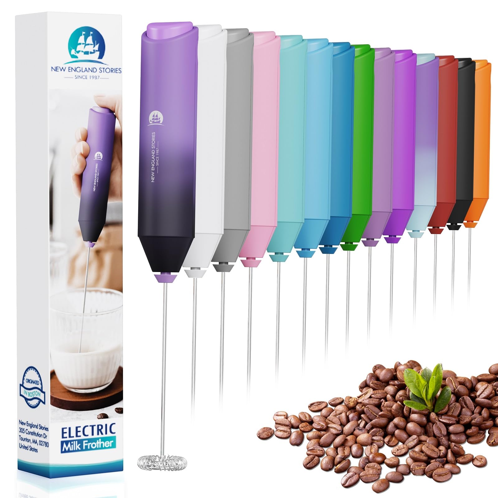Powerful Milk Frother Wand - Mini Handheld Milk Frother with Stainless Steel Whisk - Battery-Powered Drink Mixer for Coffee, Lattes, Cappuccinos, Matcha - Coffee Enthusiasts Gift - Black