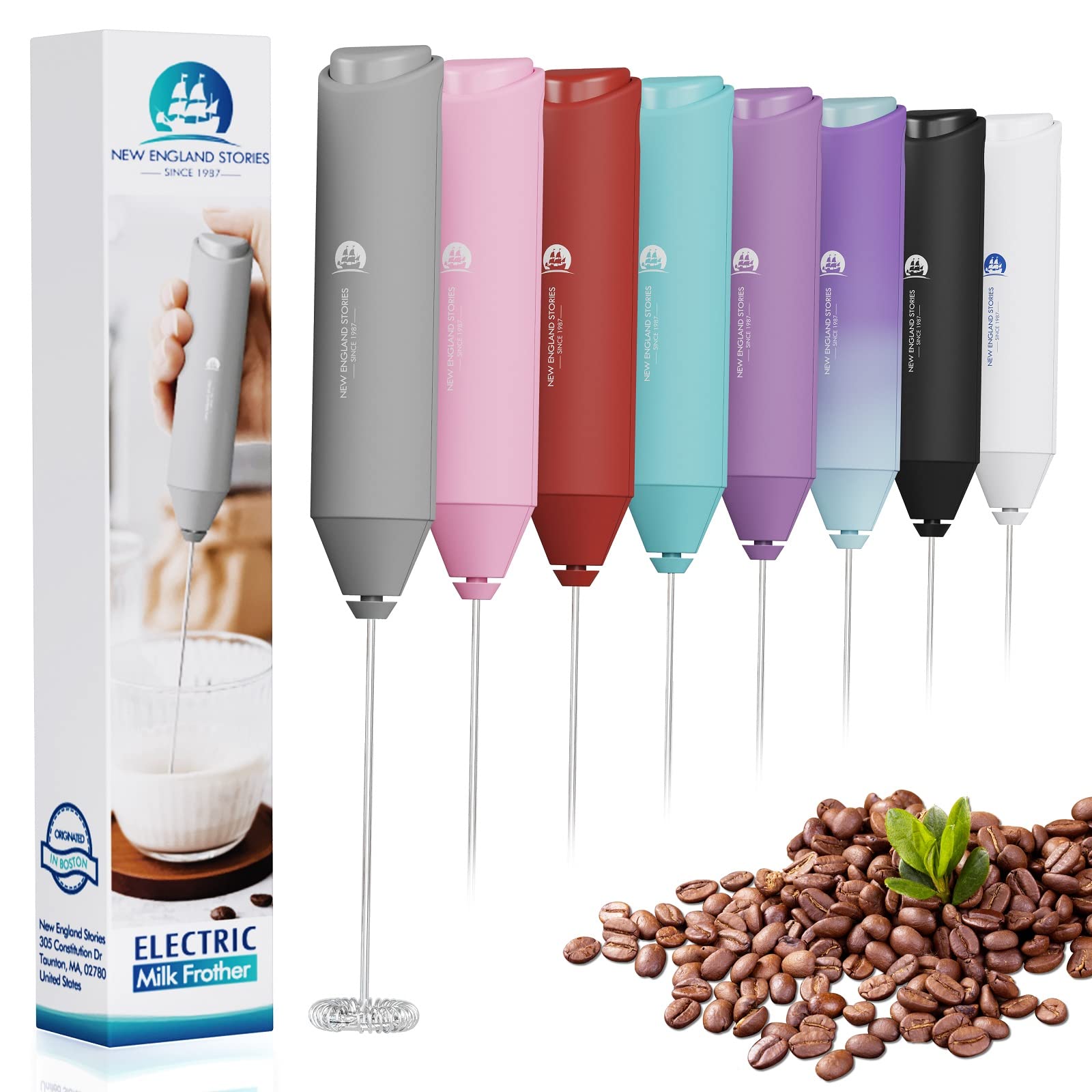 Powerful Milk Frother Wand - Mini Handheld Milk Frother with Stainless Steel Whisk - Battery-Powered Drink Mixer for Coffee, Lattes, Cappuccinos, Matcha - Coffee Enthusiasts Gift - Black