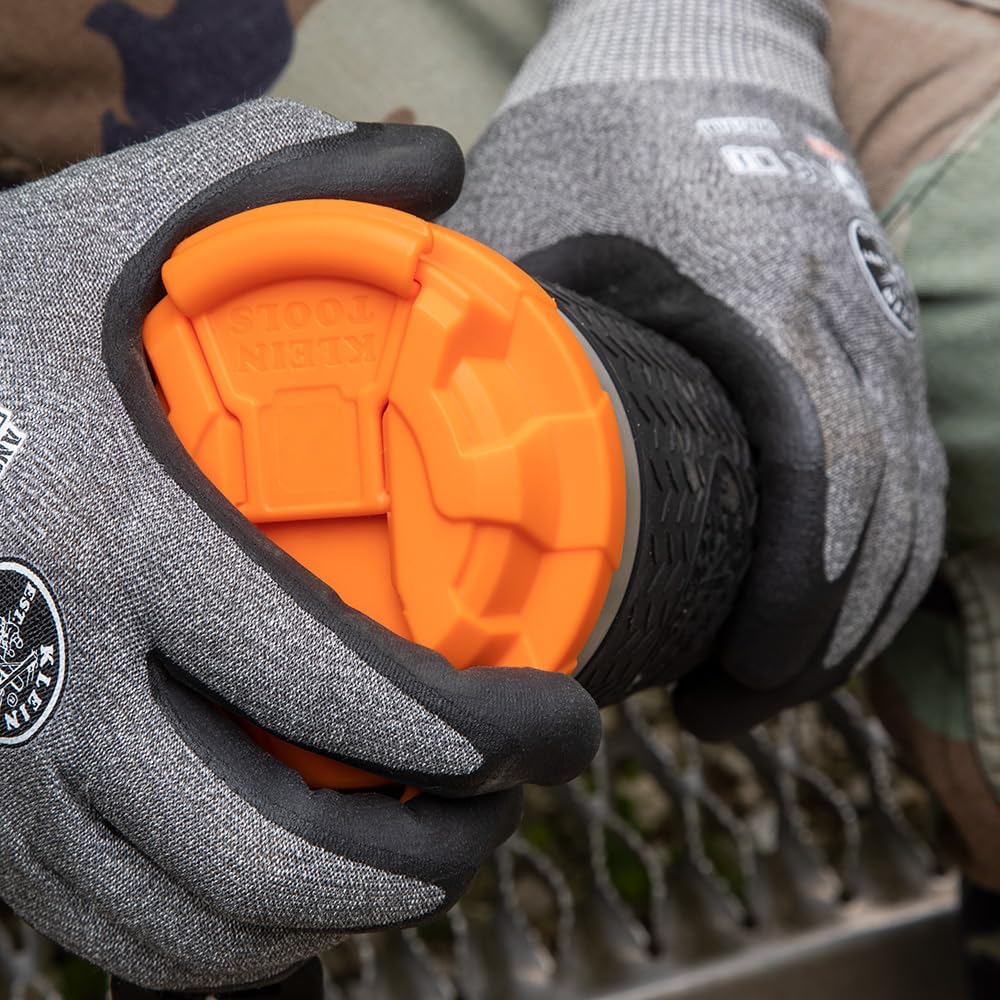 Klein Tools 55580 Stainless Steel Tumbler with Flip-Top Lid, Insulated 20 Oz. Tradesman's Double Wall Vacuum Mug, Slip-resistant Sleeve