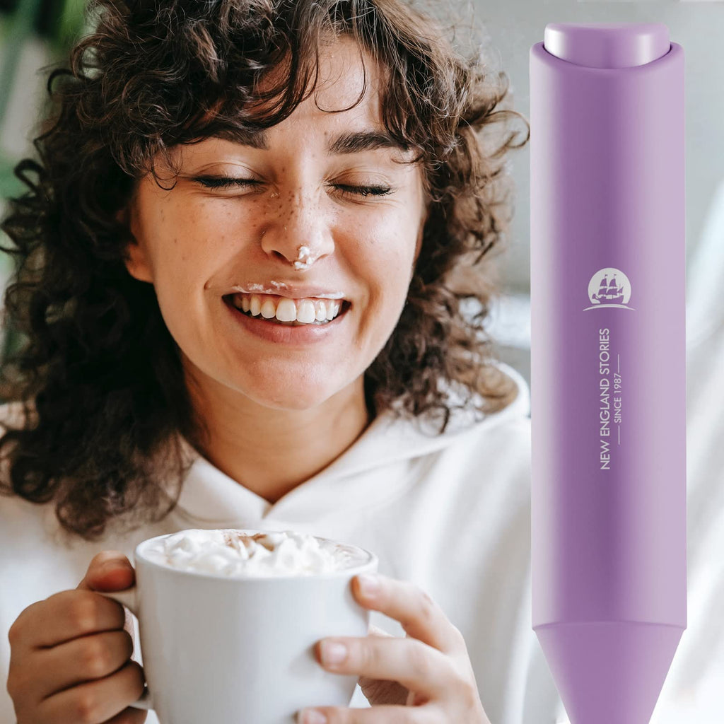 Powerful Milk Frother Wand - Mini Handheld Milk Frother with Stainless Steel Whisk - Battery-Powered Drink Mixer for Coffee, Lattes, Cappuccinos, Matcha - Coffee Enthusiasts Gift - Black