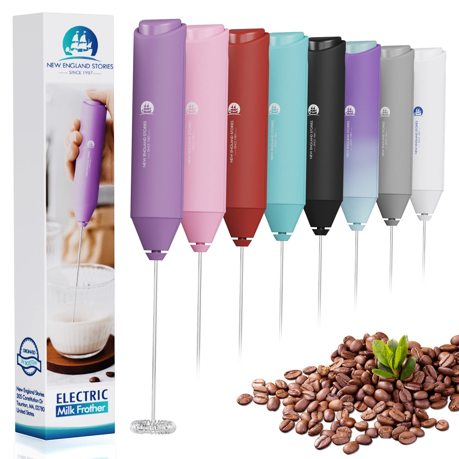 Powerful Milk Frother Wand - Mini Handheld Milk Frother with Stainless Steel Whisk - Battery-Powered Drink Mixer for Coffee, Lattes, Cappuccinos, Matcha - Coffee Enthusiasts Gift - Black