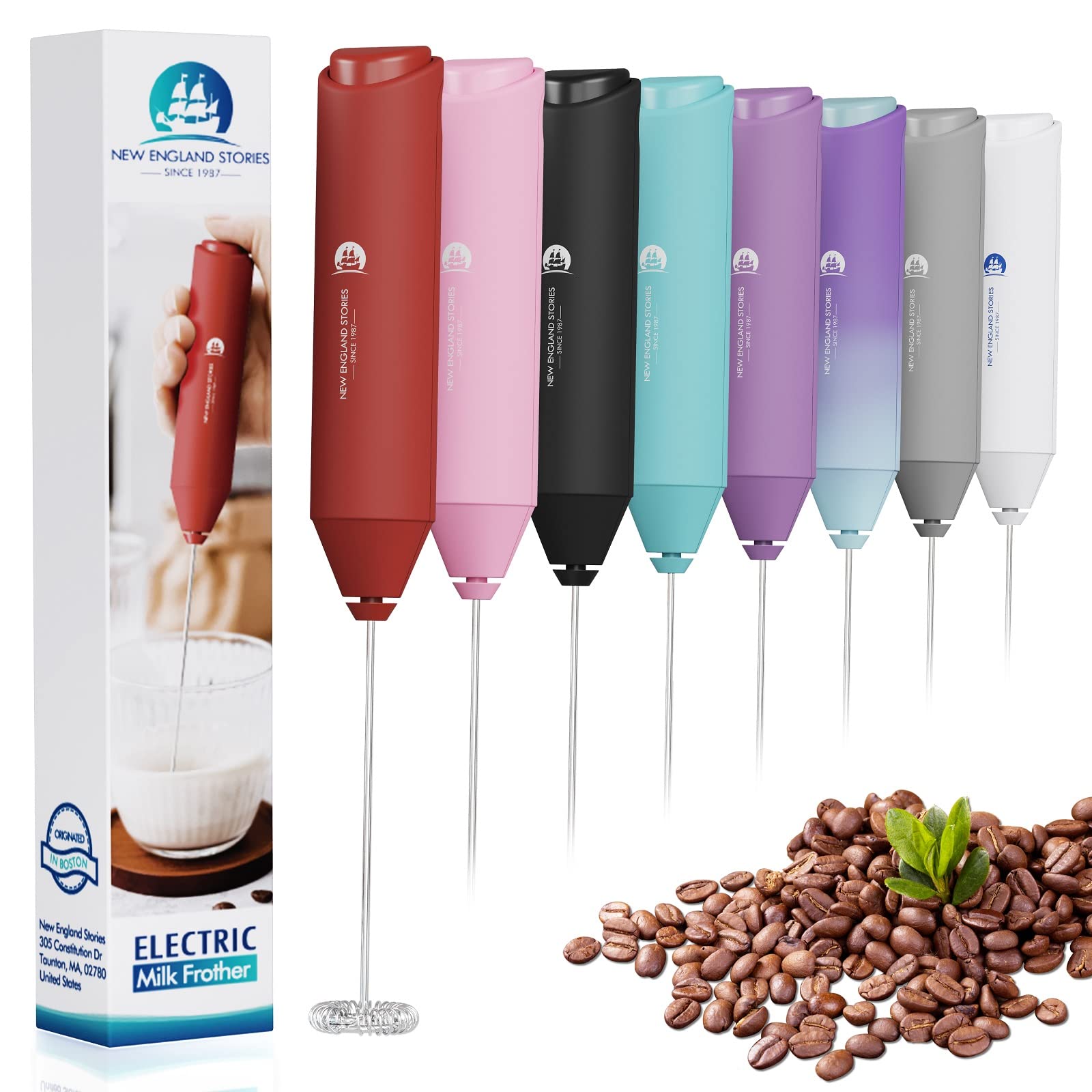 Powerful Milk Frother Wand - Mini Handheld Milk Frother with Stainless Steel Whisk - Battery-Powered Drink Mixer for Coffee, Lattes, Cappuccinos, Matcha - Coffee Enthusiasts Gift - Black