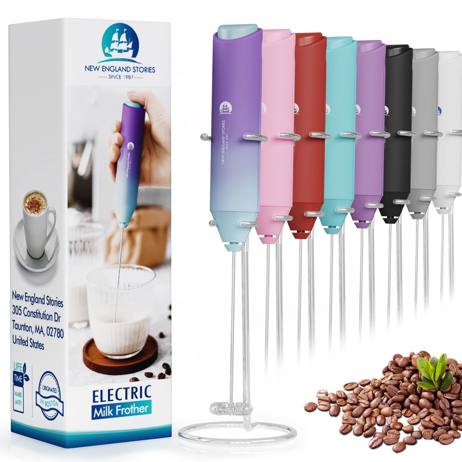 Powerful Milk Frother Wand - Mini Handheld Milk Frother with Stainless Steel Whisk - Battery-Powered Drink Mixer for Coffee, Lattes, Cappuccinos, Matcha - Coffee Enthusiasts Gift - Black