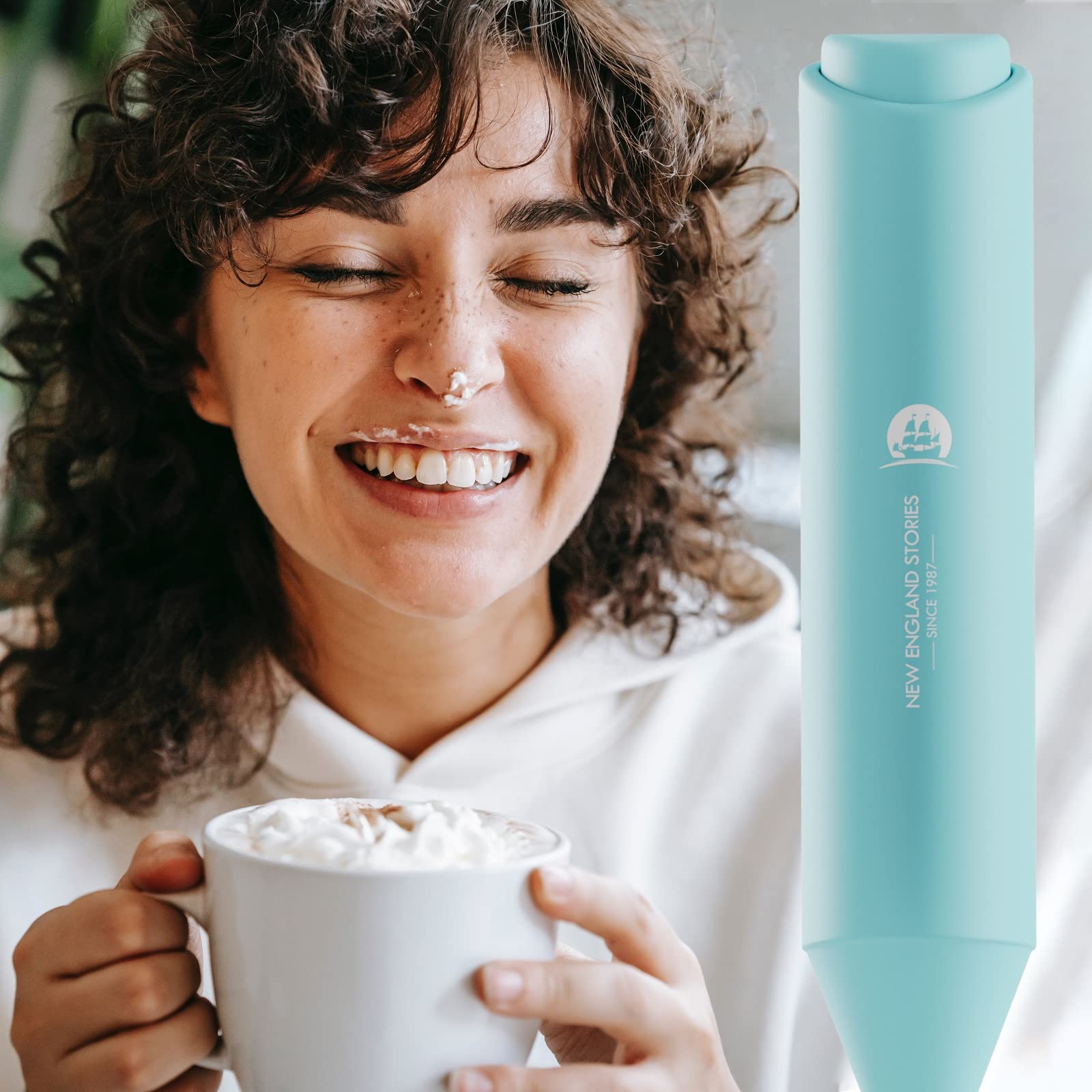Powerful Milk Frother Wand - Mini Handheld Milk Frother with Stainless Steel Whisk - Battery-Powered Drink Mixer for Coffee, Lattes, Cappuccinos, Matcha - Coffee Enthusiasts Gift - Black