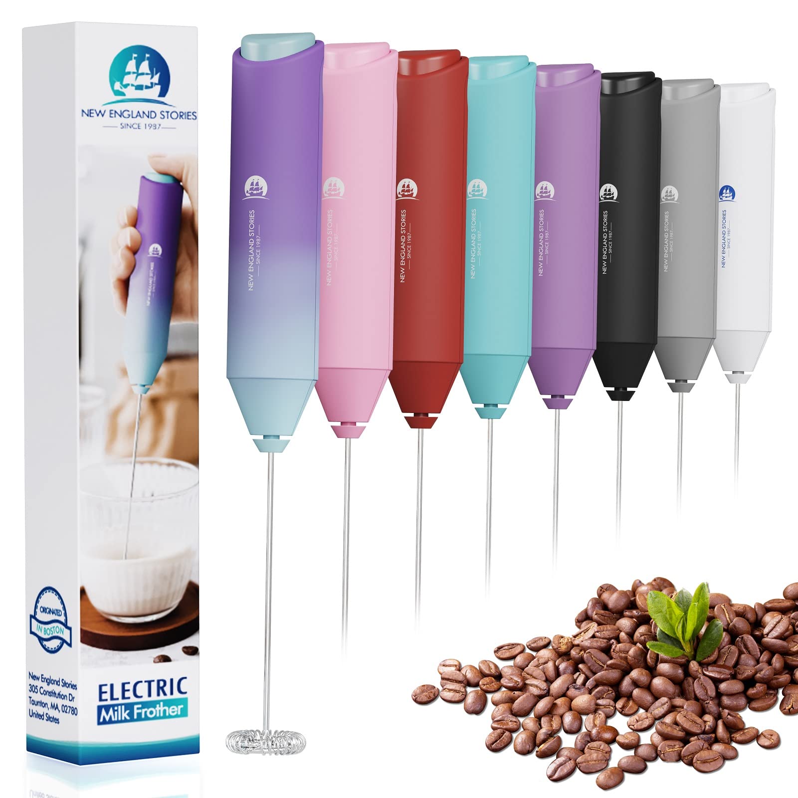 Powerful Milk Frother Wand - Mini Handheld Milk Frother with Stainless Steel Whisk - Battery-Powered Drink Mixer for Coffee, Lattes, Cappuccinos, Matcha - Coffee Enthusiasts Gift - Black