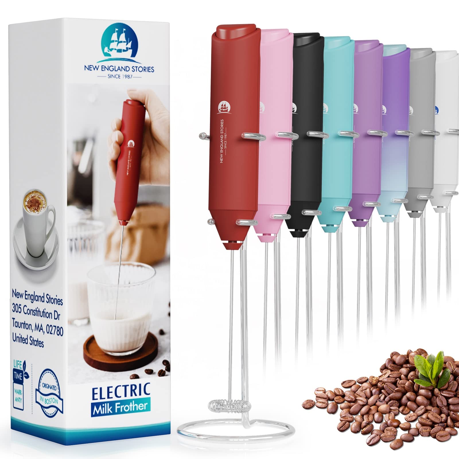 Powerful Milk Frother Wand - Mini Handheld Milk Frother with Stainless Steel Whisk - Battery-Powered Drink Mixer for Coffee, Lattes, Cappuccinos, Matcha - Coffee Enthusiasts Gift - Black