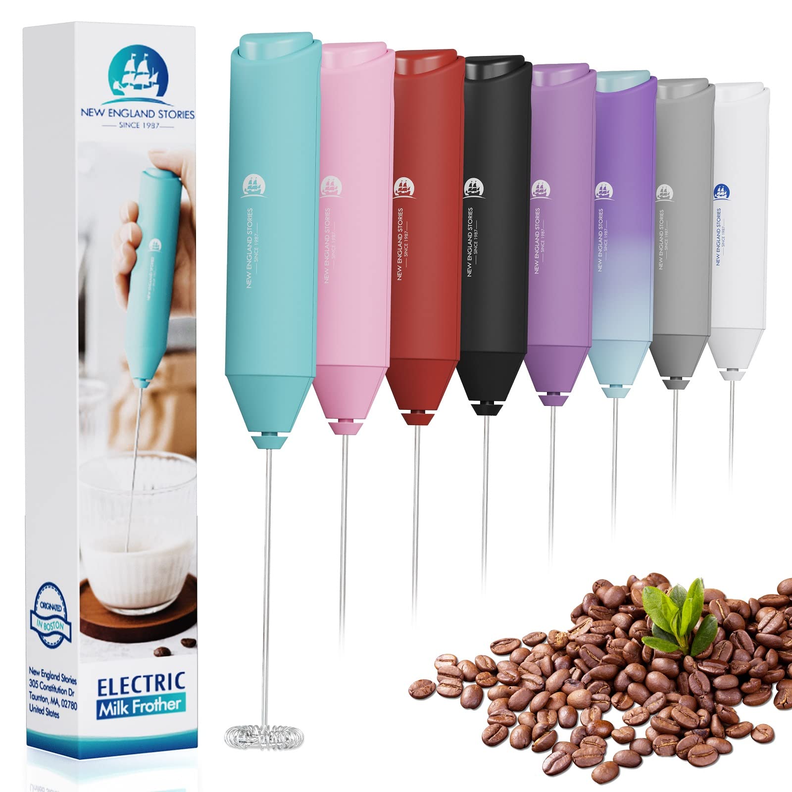 Powerful Milk Frother Wand - Mini Handheld Milk Frother with Stainless Steel Whisk - Battery-Powered Drink Mixer for Coffee, Lattes, Cappuccinos, Matcha - Coffee Enthusiasts Gift - Black