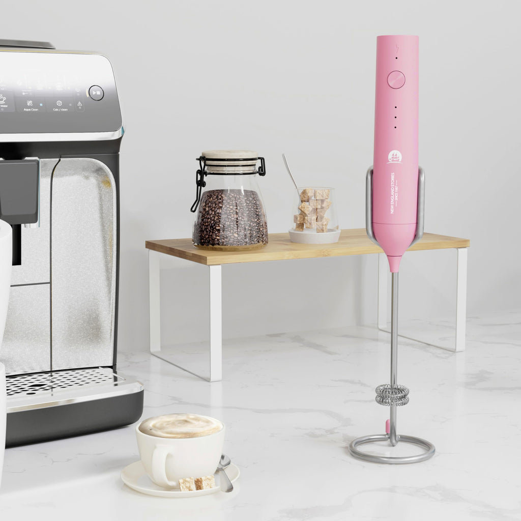 Powerful Milk Frother Wand - Mini Handheld Milk Frother with Stainless Steel Whisk - Battery-Powered Drink Mixer for Coffee, Lattes, Cappuccinos, Matcha - Coffee Enthusiasts Gift - Black