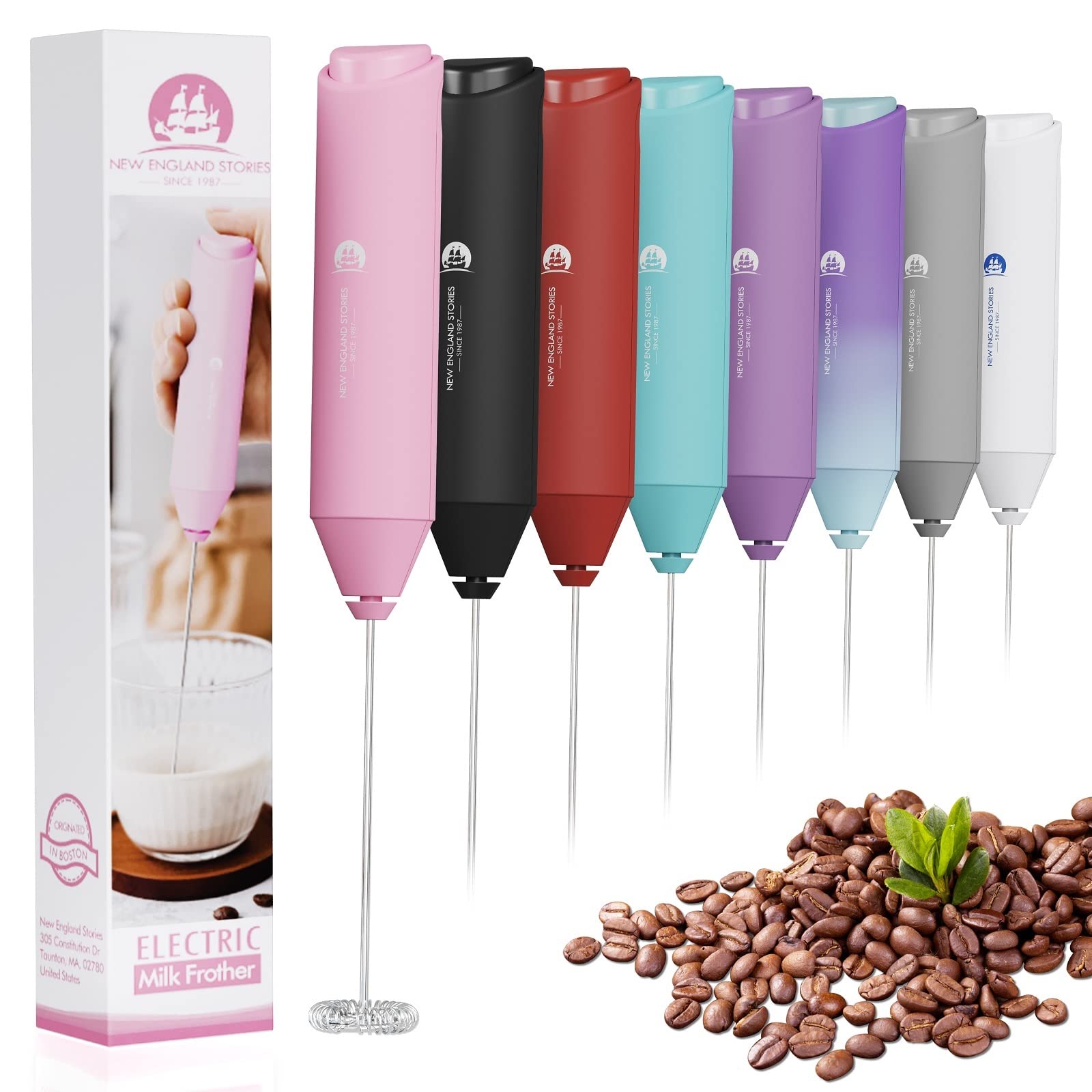 Powerful Milk Frother Wand - Mini Handheld Milk Frother with Stainless Steel Whisk - Battery-Powered Drink Mixer for Coffee, Lattes, Cappuccinos, Matcha - Coffee Enthusiasts Gift - Black