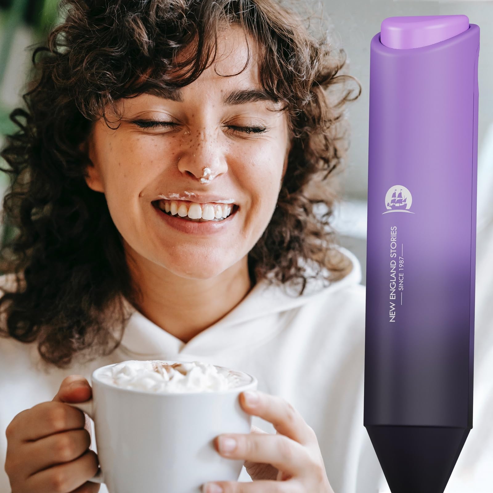 Powerful Milk Frother Wand - Mini Handheld Milk Frother with Stainless Steel Whisk - Battery-Powered Drink Mixer for Coffee, Lattes, Cappuccinos, Matcha - Coffee Enthusiasts Gift - Black