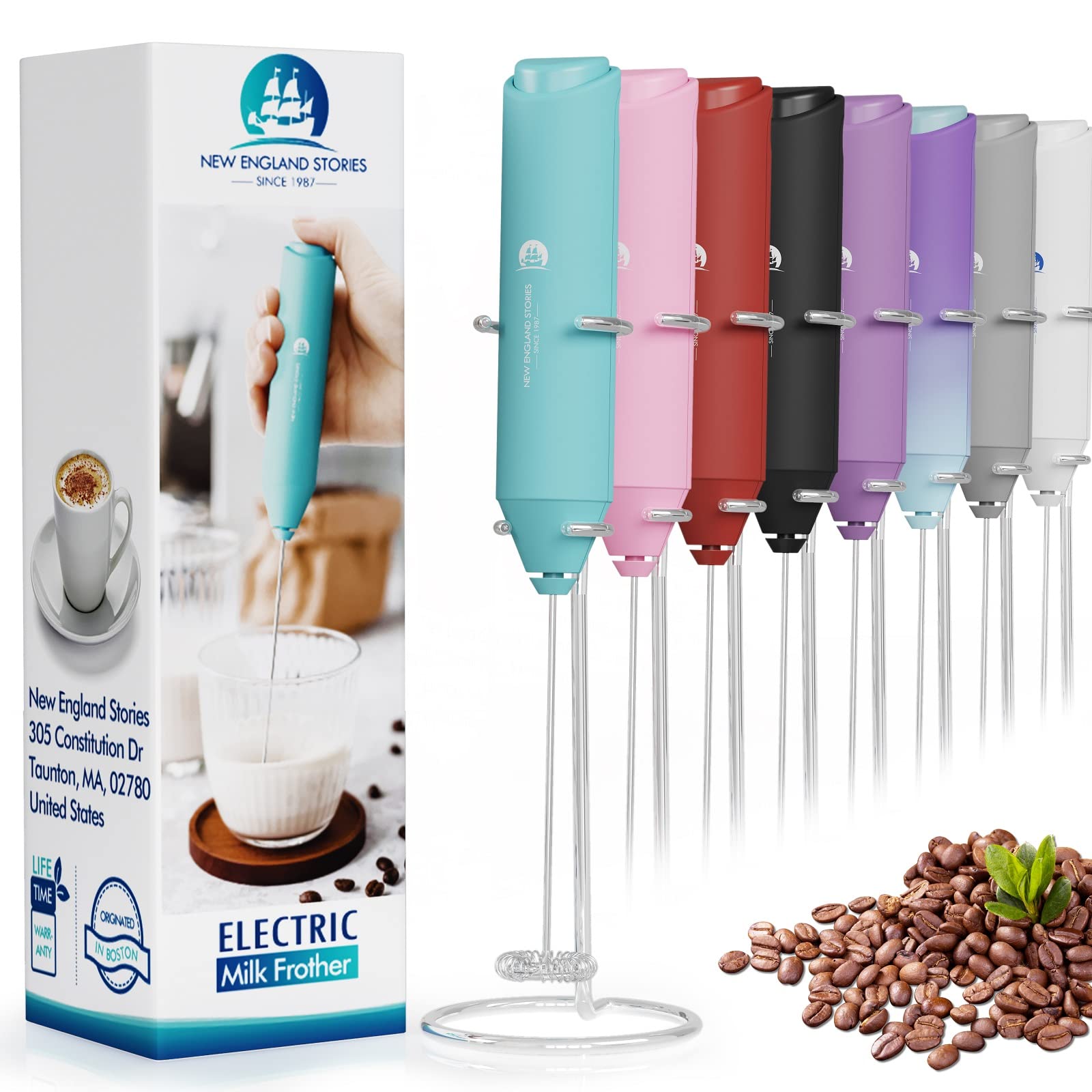 Powerful Milk Frother Wand - Mini Handheld Milk Frother with Stainless Steel Whisk - Battery-Powered Drink Mixer for Coffee, Lattes, Cappuccinos, Matcha - Coffee Enthusiasts Gift - Black