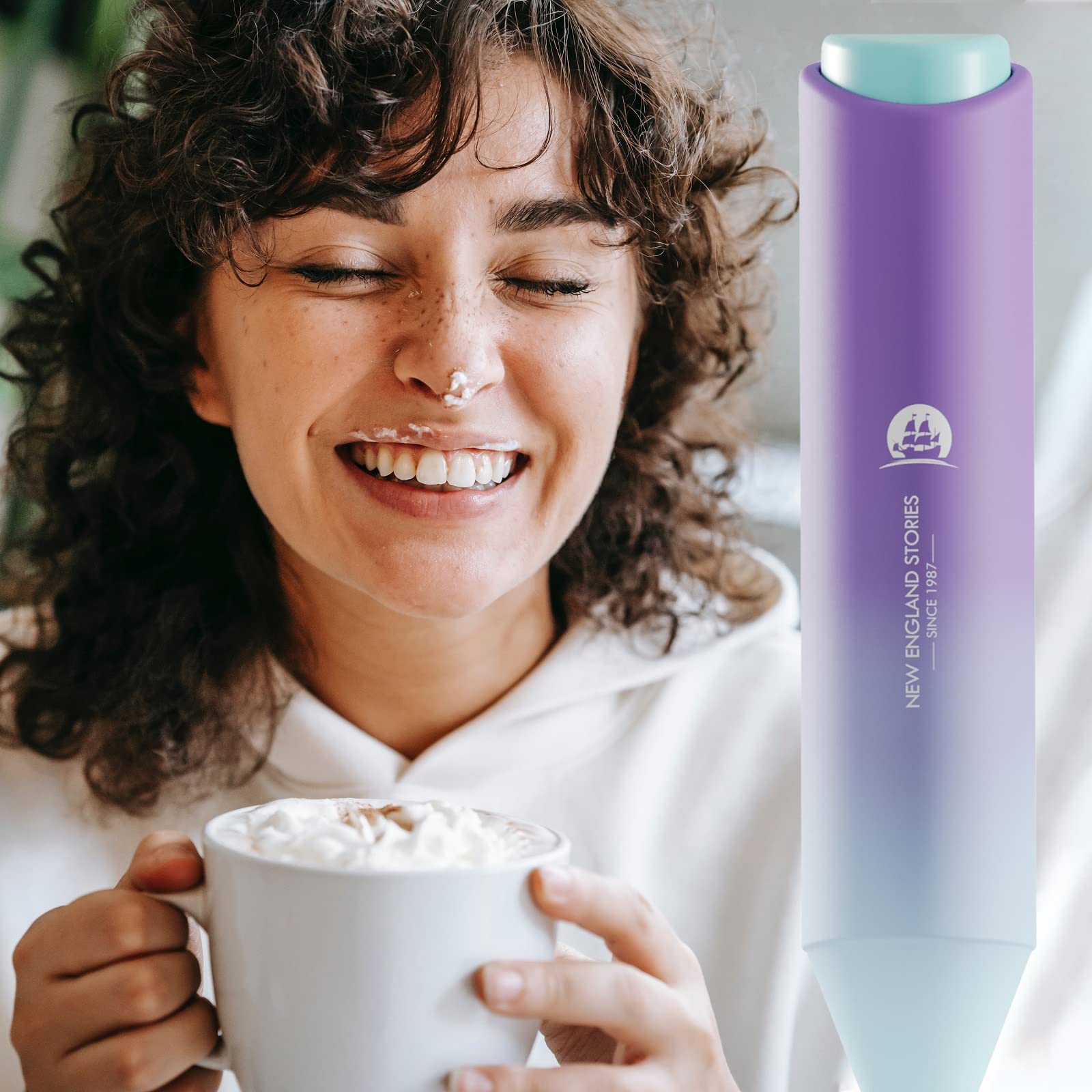 Powerful Milk Frother Wand - Mini Handheld Milk Frother with Stainless Steel Whisk - Battery-Powered Drink Mixer for Coffee, Lattes, Cappuccinos, Matcha - Coffee Enthusiasts Gift - Black