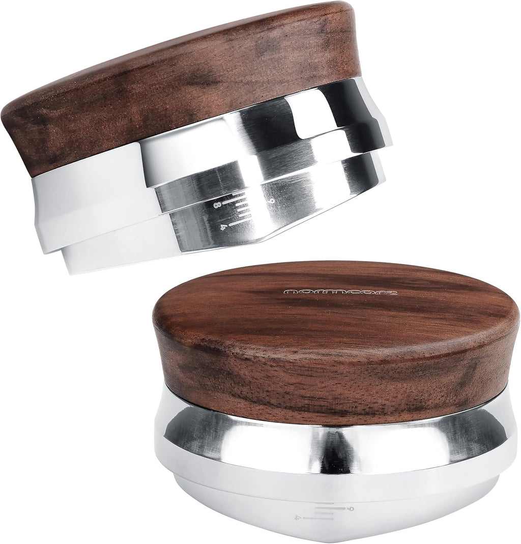 Normcore 53.3mm Coffee Distributor Tool, Heavy Duty Coffee Levelling Tool With Genuine American Walnut Wood, Adjustable Depth Coffee Leveler Fits 54mm Breville Sage Machines