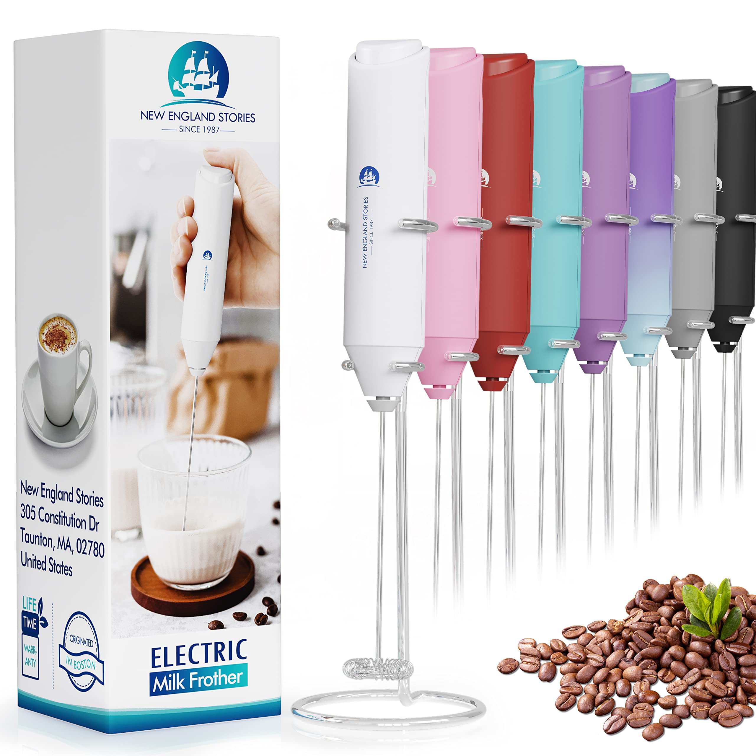 Powerful Milk Frother Wand - Mini Handheld Milk Frother with Stainless Steel Whisk - Battery-Powered Drink Mixer for Coffee, Lattes, Cappuccinos, Matcha - Coffee Enthusiasts Gift - Black