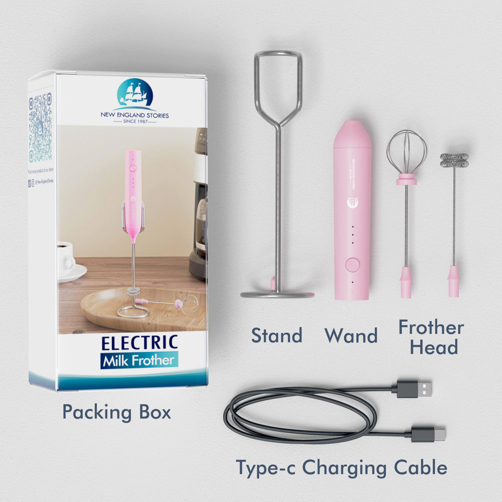 Powerful Milk Frother Wand - Mini Handheld Milk Frother with Stainless Steel Whisk - Battery-Powered Drink Mixer for Coffee, Lattes, Cappuccinos, Matcha - Coffee Enthusiasts Gift - Black