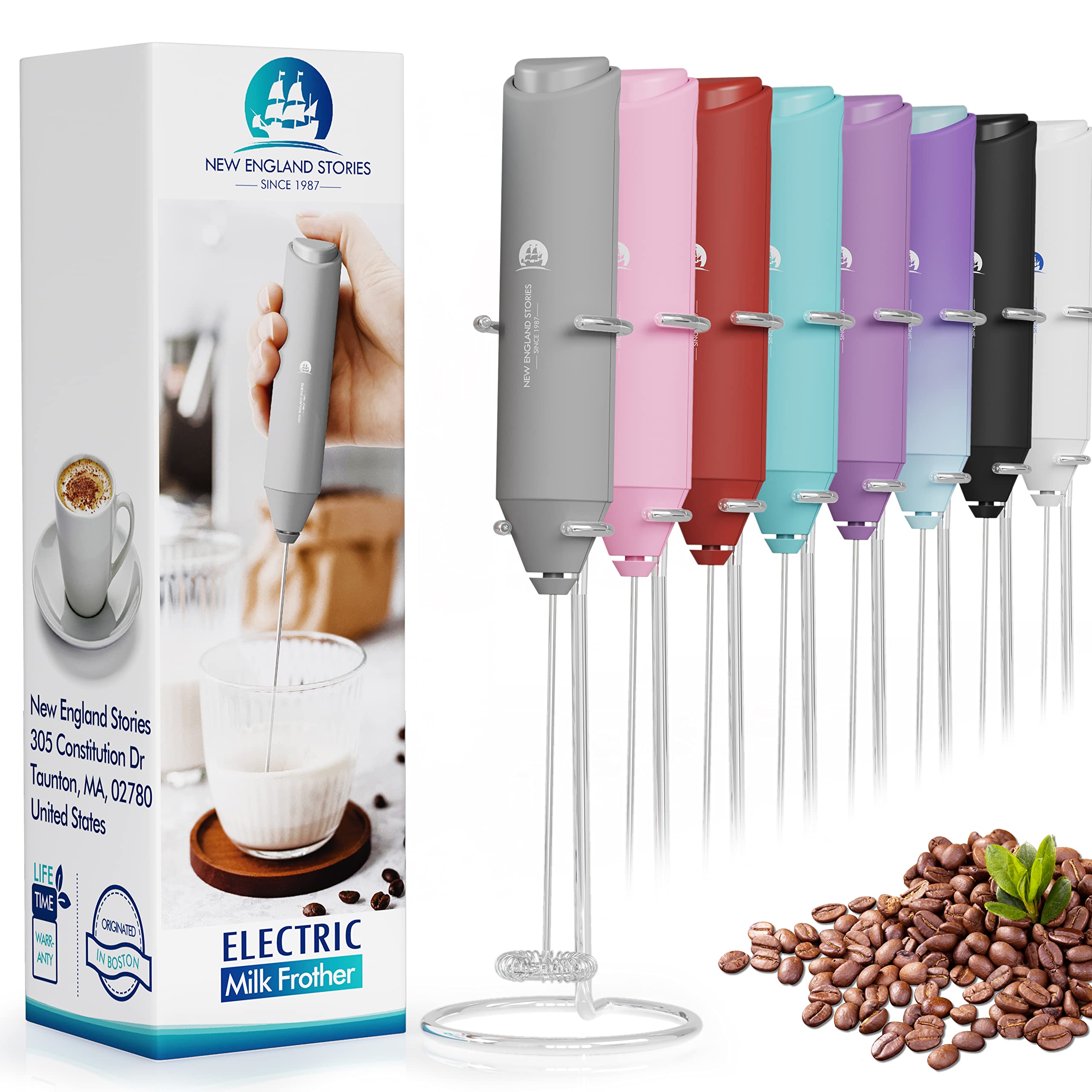 Powerful Milk Frother Wand - Mini Handheld Milk Frother with Stainless Steel Whisk - Battery-Powered Drink Mixer for Coffee, Lattes, Cappuccinos, Matcha - Coffee Enthusiasts Gift - Black